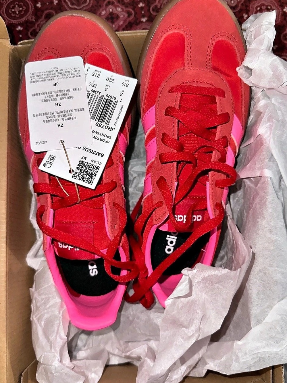 adidas Barreda Decode J Red & Pink Sneakers US 3.5y NWT